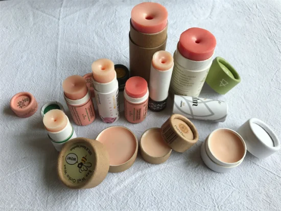 Wholesale Customized Round Deodorant Paper Packaging, Lip Balm Kraft Cardboard Cylinder Tube Oilproof